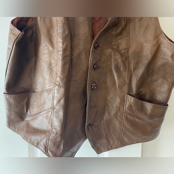 Vintage Leather Tony Lama Cowboy Vest - Picture 3 of 4